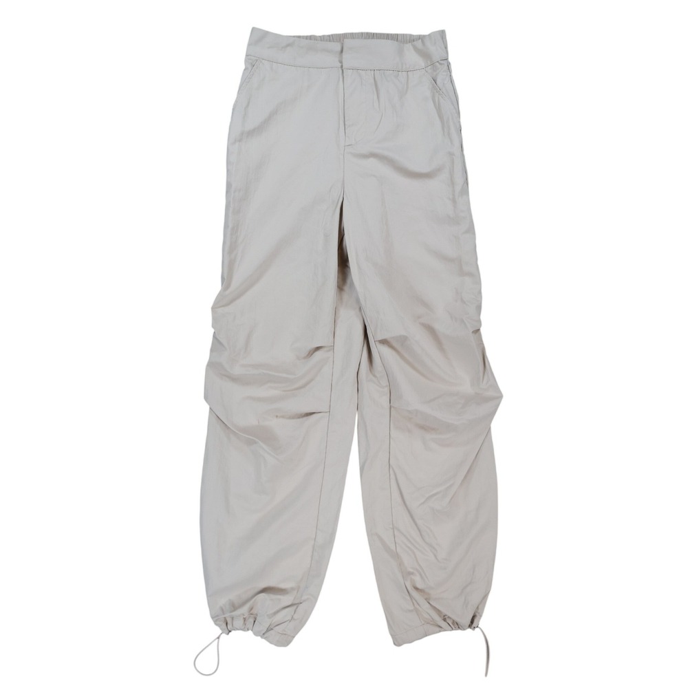 A New Day Parachute Cargo Pants Womens 2 Tan Beige Nylon Baggy Gorpcore Techwear